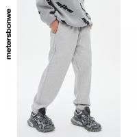 [1件5折价:129.5]美特斯邦威男满印收脚口针织长裤