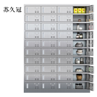 苏久冠304不锈钢食堂带锁餐具柜40门餐盘柜磁吸锁1800*1350*400