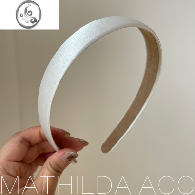 JiMi发箍法式细边质感时髦简约发卡银色复古温柔绸面头箍网红发饰