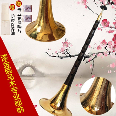 演奏精品乌木唢呐乐器大GA降BCDE小F调式齐全喇叭大中小号精致D调红色碗+12大配件