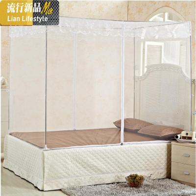 二开 三开拉链方顶蚊帐 坐床式不锈钢支架有底加密蚊帐宫廷帐 三维工匠
