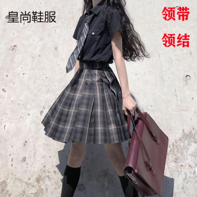 新品直营-女士制服套装JK多色jk两件套暗黑系2020夏季新款韩版jk格子百褶裙女学生