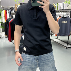 夏季新颖潮流男士短袖T恤POLO衫翻领半袖打底衫弹力个性潮流上衣