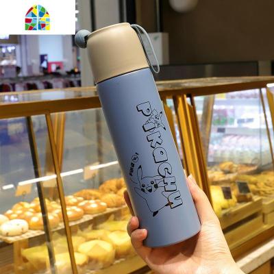 保温杯女男韩版大容量便携小水杯学生可爱不锈钢杯子带盖ins简约 FENGHOU 大号黄色500ml+送杯刷