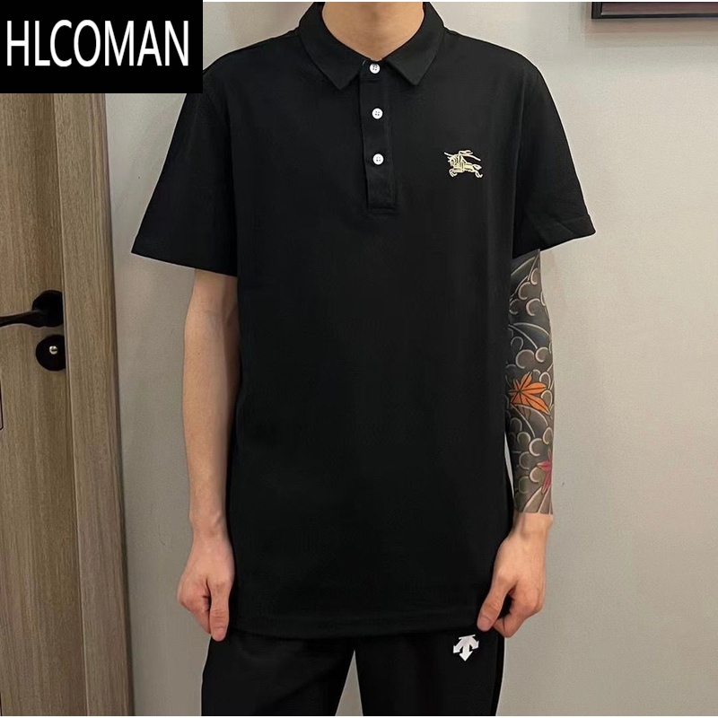 HLCOMAN夏季快手网红新款刺绣珠地polo衫修身百搭半袖精小伙潮牌短袖男