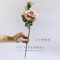 企采严选 仿真花胭脂玫瑰豆沙粉色花艺造软装陈设低饱和度假假花摄影道具 玫瑰花豆沙粉色