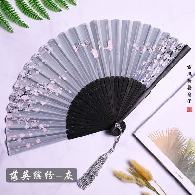 扇子折扇中国风女式学生古风流苏夏季随身携带古装古代汉服小竹扇07落英缤纷-易品