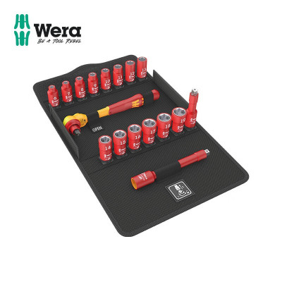 维拉(WERA)绝缘棘轮扳手套装德国8100SB 3/8延长杆套筒进口VDE电气维修组套 8100 SB VDE绝缘套装