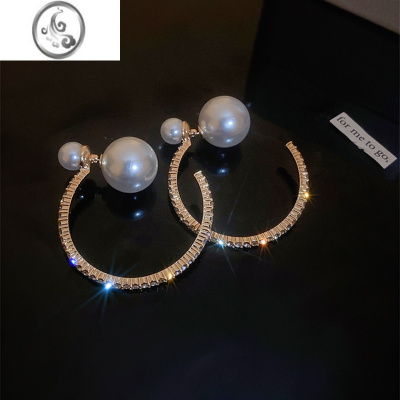 JiMi珍珠气质耳环2023新款大耳钉女小众设计感高级感欧美夸张耳饰