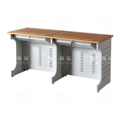 臻远 ZY4012417 隐藏式翻转电脑桌培训桌办公桌B款双人位