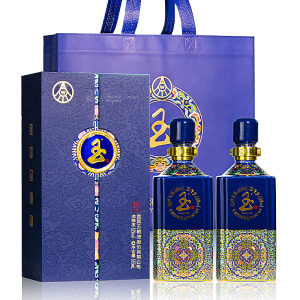 五粮液 五粮玉酒醇酿 宝石蓝 52度555ml*2瓶 浓香型白酒礼盒(送手提袋)
