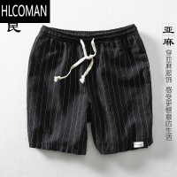 HLCOMAN夏季亚麻运动短裤男排汗免烫五分潮直筒中腰短裤多尺寸选择 5XL至M多尺寸选择 适用青少年微弹直筒型 排汗免