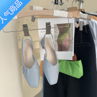 SUNTEK法式包头凉鞋女夏中跟仙女风配裙子2022新款韩系小众后空粗跟单鞋