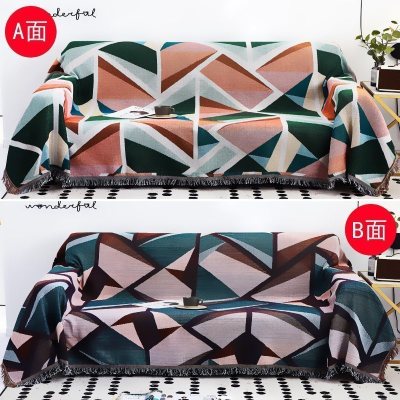 家柏饰(CORATED)北欧双面全盖沙发布沙发巾沙发毯布单沙发套罩沙发垫盖布 七巧图[双面] 130*180cm
