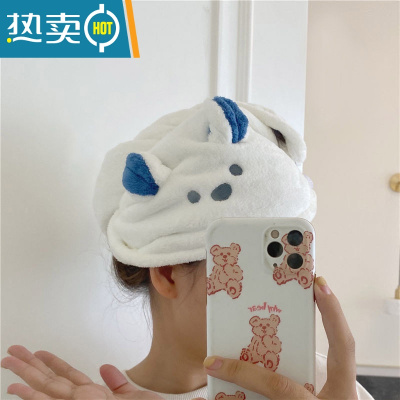 敬平儿童干发帽女童2022新款夏浴帽擦头器毛巾吸水速干宝宝可爱 [成人款]白色