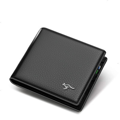 袋鼠钱包 男士短款真皮 头层牛皮横款潮钱夹商务男包