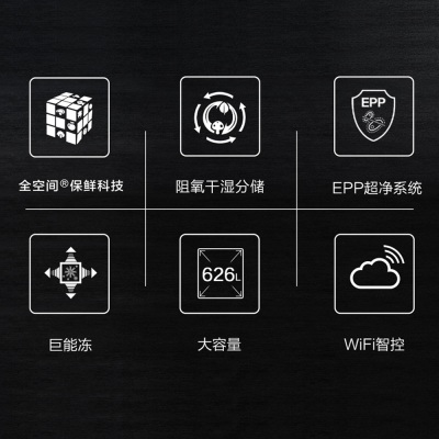 海尔 BCD-626WLHSS19XAU1 626升星蕴银对开门冰箱自动除霜电脑控温独立式设计