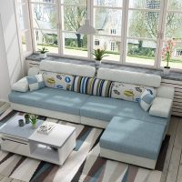 简约现代布艺沙发小户型组合田园三人沙发可拆洗乳胶沙发客厅整装