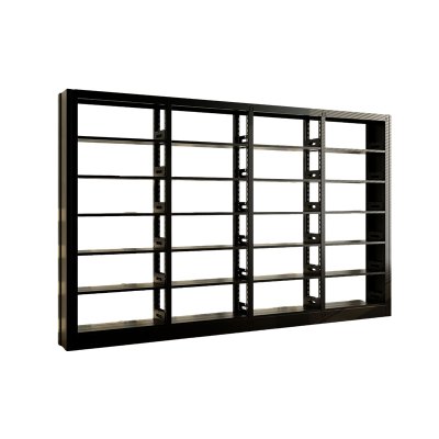 臻远 ZY4072609 钢制书架资料架 单面6层一列四组黑色 3700*300*2000mm