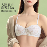 Ceba软钢圈调整内衣女小胸文胸薄款蕾丝大胸显小性感美背胸罩