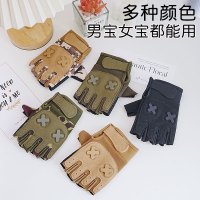 儿童半指手套户外骑行防护手套男女童春夏季透气防滑耐磨登山攀爬