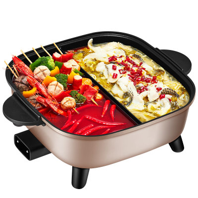 九阳鸳鸯电火锅家用涮肉一体锅插电多功能火锅锅大容量电热电煮锅不粘