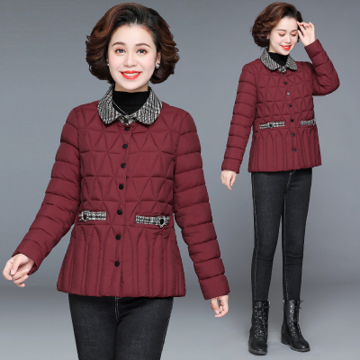 语娄小个子妈妈短款羽绒棉服洋气中年女秋冬装外套中老年棉袄轻薄大码2021大码女装