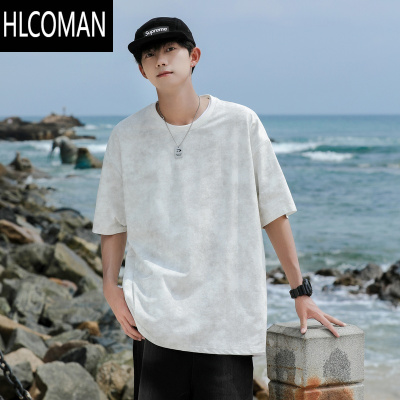 HLCOMAN扎染短袖T恤男2025夏季新款大码宽松上衣休闲体恤男款