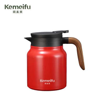 珂美芙 304不锈钢带提手保温茶壶 红色1000ml 个