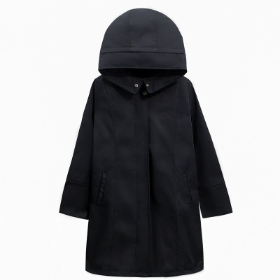 FISHBASKET黑色风衣女中长款2020新款韩版气质收腰连帽宽松显瘦女士外套风衣女