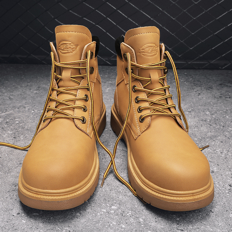 男士秋季上新款个性时尚马丁靴皮革透气舒适休闲系带懒人一脚蹬靴