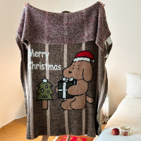 软乎乎设计师款卡通半边绒保暖毯子秋冬加厚柔软休闲毛毯沙发盖毯