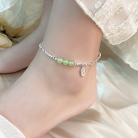轻奢碎银子和田玉脚链女小众古风招财纳福足链首饰2024新款送女朋友老婆情人节七夕生日礼物