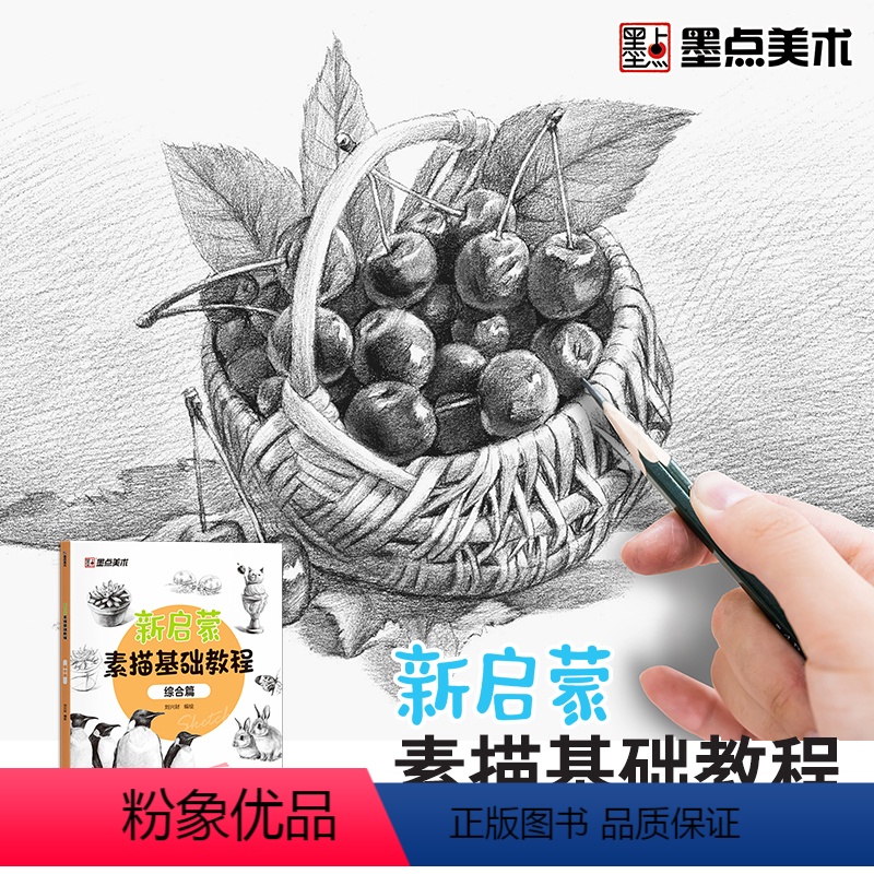 [正版]墨点美术新启蒙素描基础教程综合篇零基础学生小白绘画入门教程书籍带视频教学单体动物静物范例结构明暗排线绘图铅笔绘