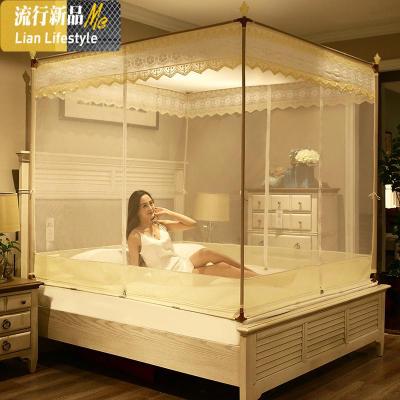 蚊帐三开坐床式拉链1.8m床双人家用1.5米加密加厚蒙古包2.0米床 三维工匠