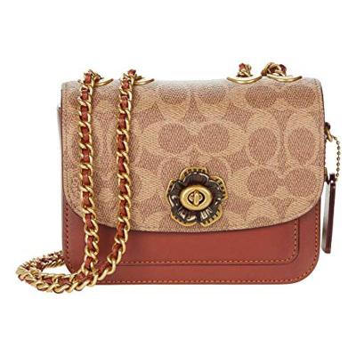 蔻驰COACH2021新款时尚百搭雏菊LOGO小方包小清新休闲风单肩包女欧美时尚优雅气质C0829-B4NQ4Tan_Rust