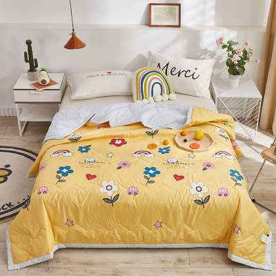 米詅磨毛印花夏被夏季可水洗空调被夏凉被宽边包边夏被单人双人绗缝夏天薄款被子AB版薄被子