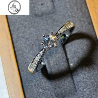 JiMi轻奢微镶30分莫桑石仿真钻戒女内刻Pt950银银S925戒指结婚不掉色