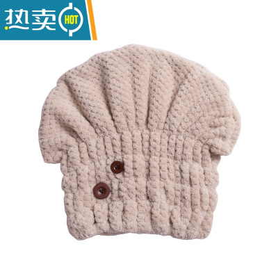 敬平儿童菠萝格干发帽浴帽可爱笑脸吸水速干长发包头毛巾女擦头发 奶咖色(大童成人款)