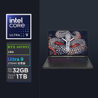 联想(Lenovo)拯救者Y9000P 2025 AI元启电竞游戏本笔记本电脑 定制(Ultra 9 275HX 32G 2T RTX5070TI 2.5K 240Hz)黑色