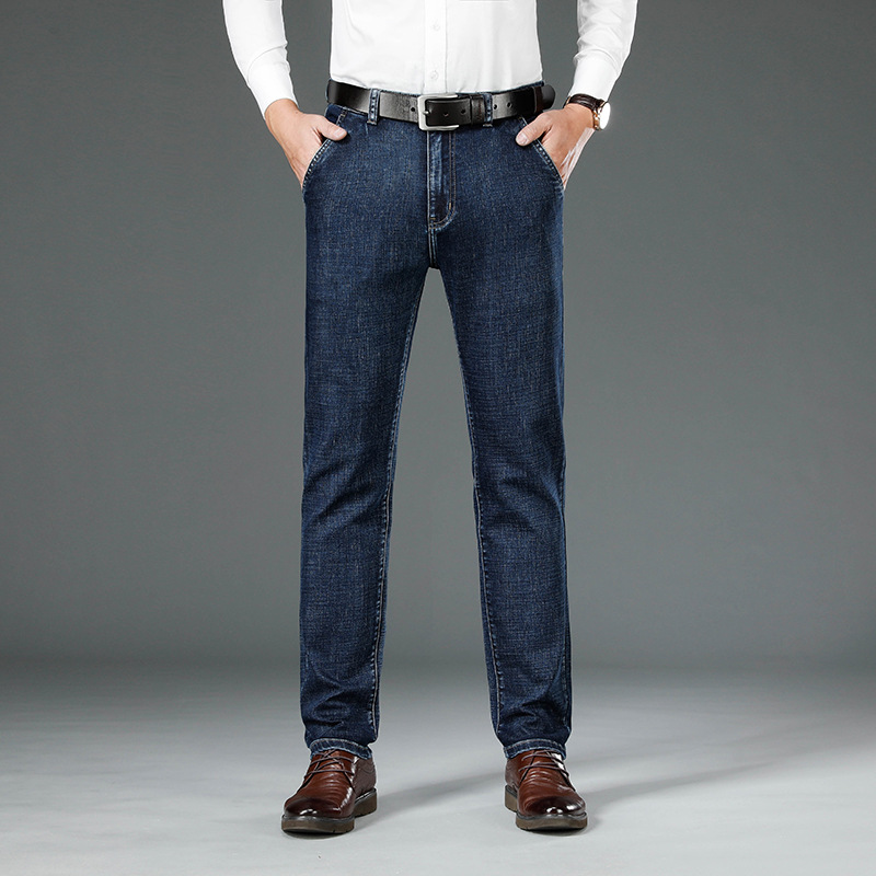 牛仔裤男莫代尔棉春季常规宽松直筒裤子休闲纯色弹力中年男士长裤