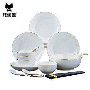 梵澜狸骨瓷碗碟套装18件 套
