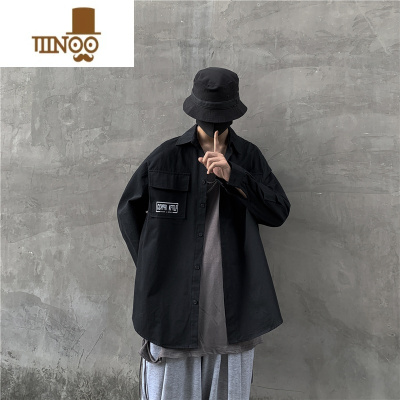 YANXU机能风衬衫男长袖网红ins潮牌百搭学生宽松美式日系工装外套