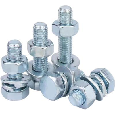 中锦科技 4.8镀锌外六角螺丝螺母装 M6*10mm[螺栓+螺母+平弹垫]套