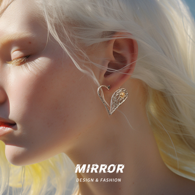 925纯银镂空唐草爱心耳环女耳钉耳饰小众设计重约5.7g BCE6250送女朋友老婆情人节七夕生日礼物