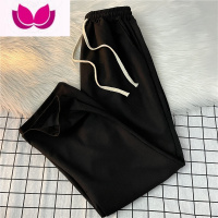 七斓华夫格休闲裤男宽松直筒夏季潮流显瘦百搭阔腿垂感长裤运动卫裤子