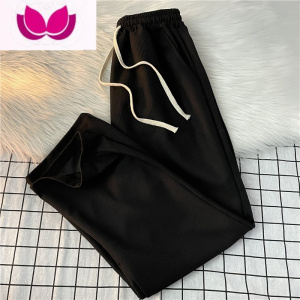 七斓华夫格休闲裤男宽松直筒夏季潮流显瘦百搭阔腿垂感长裤运动卫裤子