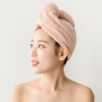 干发帽女吸水速干纯棉双层加厚网红款浴帽擦洗头发毛巾浴巾冒 三维工匠 皮粉双层超厚