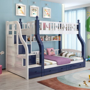 欧梵森 上下床子母床儿童床双层床两层成人高低床松木床木质床双人床铺床实木床宜家风格男孩女孩公主床带储物多功能母子床S02