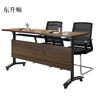 东升顺折叠培训桌椅组合长条形桌拼接现代简约双人桌子带轮双层会议桌[工厂现做 7天内发货]